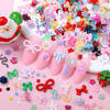 Picture of Sinyanail 300 Pieces 3D Mix Assorted Resin Nail Charms Hollow Pearl Heart Nail Art Charms Gems Gummy Bear Star Heart Flowers Acrylic Beads