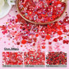Picture of Sinyanail 3D Flower Nail Charms Set,150pcs Mixed Size Camellia Rose Resin Charms,150pcs Mixed Size and Color Leaves,100pcs Round White Pearl Beads for Nail Accessories Nail Art (17-300-red)