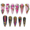 Picture of HNUIX Nail Rhinestones - 2920pcs 3D Multi Shape Size, Crystal Colorful Red Nail Gems, Flat Back, with Kit, for Nail Art, DIY Decorations