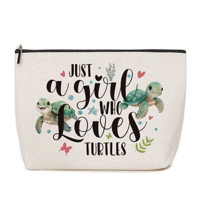 Picture of Turtle Gifts Sea Turtle Gifts for Women Just A Girl Who Loves Turtles Makeup Bag Sea Turtle Decor Birthday Gift for Turtle Lovers Christmas Gift Ideas for Daughter Sister Bestie Friends