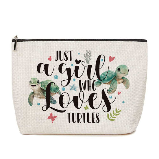 Picture of Turtle Gifts Sea Turtle Gifts for Women Just A Girl Who Loves Turtles Makeup Bag Sea Turtle Decor Birthday Gift for Turtle Lovers Christmas Gift Ideas for Daughter Sister Bestie Friends