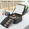 Picture of Relavel Travel Makeup Bag With LED Mirror, Cosmetic Train Case with Light up Mirror, Portable Makeup Artist Organizer Bag with Adjustable Dividers, Makeup Brush Holder Storage, Black