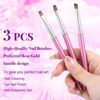 Picture of INENK Metal Purple Nail Art Clean Up Brushes for Cleaning Polish Mistakes on the Cuticles, Acetone Resistant Nail Brush, Fingernail Cleaning Brushes for Nail Art and Designs (Round&flat&Bevel)