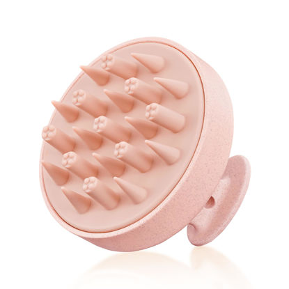 Picture of HEETA Hair Scalp Massager for Hair Growth, Shampoo Brush, Scalp Exfoliator with Soft Silicone Bristles, Scalp Scrubber for Dandruff Removal to Relieve Stress, Wet Dry Hair, Updated Material, Pink