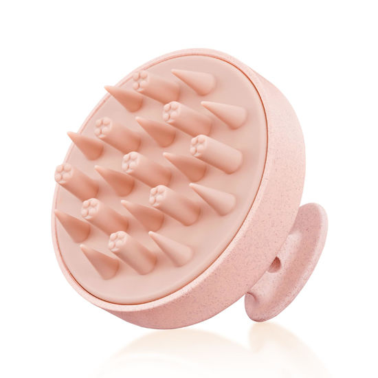 Picture of HEETA Hair Scalp Massager for Hair Growth, Shampoo Brush, Scalp Exfoliator with Soft Silicone Bristles, Scalp Scrubber for Dandruff Removal to Relieve Stress, Wet Dry Hair, Updated Material, Pink