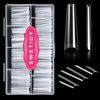 Picture of 500Pcs XXL No C Curve Coffin Nail Tips for Acrylic Nails Professional Set, Clear Nail Tips Half Cover Long Fake Nails, Ballerina Shaped French Nails for Nail Salon and DIY Nail Art 10 Sizes