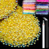 Picture of 4000pcs 4mm Resin Rhinestones Bulk, Transparent Lemon Yellow AB Flatback Round Jelly Rhinestones Non Hotfix Crystal Gems Large Quantity Wholesale for DIY Crafts Clothes Bottles Face Makeup Manicure