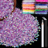 Picture of 4000pcs 4mm Resin Rhinestones Bulk, Transparent Lavender Purple AB Flatback Round Jelly Rhinestones Non Hotfix Crystal Gems Large Quantity Wholesale for DIY Crafts Clothes Face Makeup Manicure