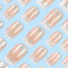 Picture of RUOKEXIN Press on Nails White French Tip Fake Nails Square Medium Length False Nails with Silver Glitter Designs Ombre Glossy Artificial Nails Acrylic Glue on Nails Natural Stick on Nails for Women