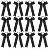Picture of DEEKA 12 PCS Collegiate Style Long-Tailed Skinny Ponytail Holders - Handmade Bows for Girls, Teens, Softball, Cheerleading - Black