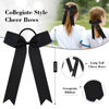 Picture of DEEKA 12 PCS Collegiate Style Long-Tailed Skinny Ponytail Holders - Handmade Bows for Girls, Teens, Softball, Cheerleading - Black