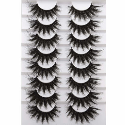 Picture of False Eyelashes Fluffy Mink Lashes 20 MM Long False Lashes 9D Cat-eye Volume Faux Mink Lashes Pack 8 Pairs by FANXITON