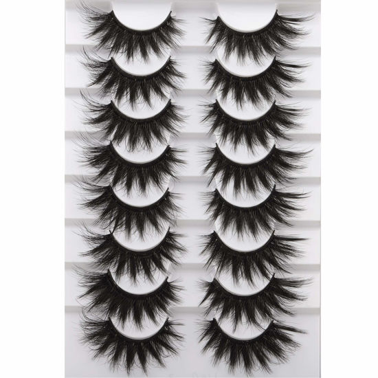 Picture of False Eyelashes Fluffy Mink Lashes 20 MM Long False Lashes 9D Cat-eye Volume Faux Mink Lashes Pack 8 Pairs by FANXITON