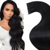 Picture of Laavoo Black Tape in Hair Extensions Human Hair Tape in Extensions Jet Black Tape in Hair Extensions Real Human Hair #1 14inch 40g 20pcs