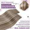 Picture of LaaVoo Tape in Extensions Human Hair Remy Tape in Hair Extensions Human Hair Light Brown Highlights with Platinum Blonde Hair Extensions Tape in Seamless Silky Straight 14 Inch 20pcs 50g