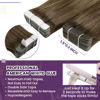 Picture of LaaVoo Hair Extensions Tape in Human Hair Tape in Extensions Balayage Light Brown to Platinum Blonde with Brown Tape in Hair Extensions Real Human Hair Invisible 20pcs 30g 12 Inch