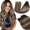 Picture of LaaVoo Tape in Hair Extensions Human Hair Balayage Tape Extensions Human Hair Dark Brown Fading to Ash Blonde Seamless Hair Extensions Real Human Hair Tape in Silky Straight 14 Inch 20pcs 50g