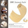 Picture of Honsoo Clip in Hair Extensions Real Human Hair, Real Human Hair Balayage Hair Extensions Bleach Blonde 20inch 70g 7pcs Straight Silky Blonde Hair Extensions For Women Natural Hair