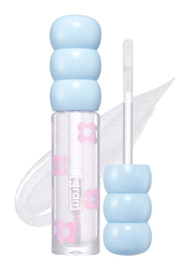 Picture of COLORGRAM Fruity Glass Tint Pearl Gloss | Long Lasting & Waterproof Lip Stain | Glossy Transparent Dewy Lip Gloss with subtle Pink Glitter, Buildable & Blendable for Glowing, Sparkling effect 0.11 Oz.