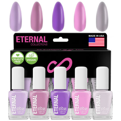 Picture of Eternal Pastel Nail Polish Sets for Women (LILAC PINK) - Pastel Nail Polish Set for Girls | Quick Dry & Long Lasting Nail Polish Kit for Home DIY Manicure & Pedicure | Made in USA, 13.5mL (Set of 5)