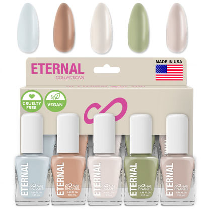 Picture of Eternal Pastel Nail Polish Sets for Women (CHIC PASTELS) - Pastel Nail Polish Set for Girls | Long Lasting & Non Toxic Nail Polish Kit for Home DIY Manicure & Pedicure | Made in USA, 13.5mL (Set of 5)