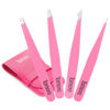 Picture of Tomata Tweezers for Eyebrows, Slant Tip and Pointed Eyebrow Tweezer Set Great Precision for Eyebrows Facial Hair, Ingrown Hair, Splinter, Blackhead and Tick Remover (4-piece) (pink)