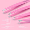 Picture of Tomata Tweezers for Eyebrows, Slant Tip and Pointed Eyebrow Tweezer Set Great Precision for Eyebrows Facial Hair, Ingrown Hair, Splinter, Blackhead and Tick Remover (4-piece) (pink)