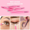 Picture of Tomata Tweezers for Eyebrows, Slant Tip and Pointed Eyebrow Tweezer Set Great Precision for Eyebrows Facial Hair, Ingrown Hair, Splinter, Blackhead and Tick Remover (4-piece) (pink)
