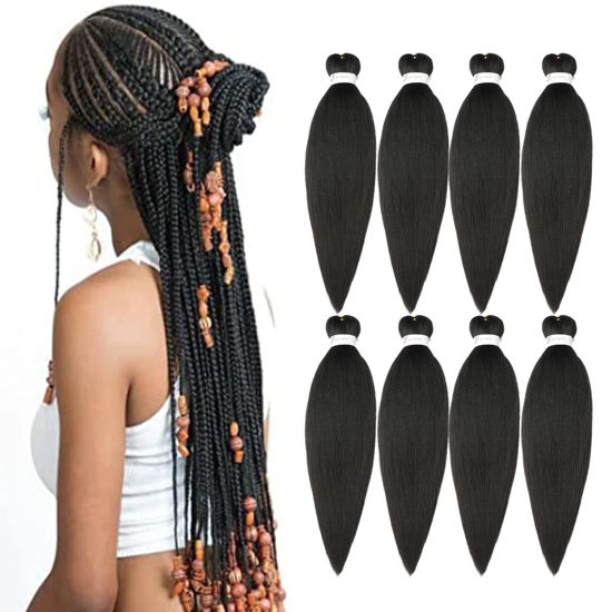 Picture of Ubeleco Pre-stretched Braiding Hair, 20" - 8 Packs Professional Synthetic Hot Water Setting, Soft Yaki Texture,No Itch Braiding Hair (20in,#2)