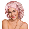 Picture of YFONG 100% 22 Momme Mulberry Silk Bonnet for Sleeping Women - Larger Double Layer Silk Hair Wrap - Non-Slip Silk Turban - Hair Silk Bonnet for Sleeping Women - Silk Cap for Sleeping, Pink