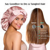 Picture of YFONG 100% 22 Momme Mulberry Silk Bonnet for Sleeping Women - Larger Double Layer Silk Hair Wrap - Non-Slip Silk Turban - Hair Silk Bonnet for Sleeping Women - Silk Cap for Sleeping, Pink