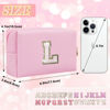 Picture of Initial Letter Patch Makeup Bag, Small Preppy A-Z Glitter Letter Cosmetic Bag, PU Leather Waterproof Travel Toiletry Bag,Cute Make Up Pouch Personalized Monogrammed Gift for Women Teen Girls(Letter L)