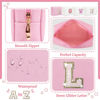 Picture of Initial Letter Patch Makeup Bag, Small Preppy A-Z Glitter Letter Cosmetic Bag, PU Leather Waterproof Travel Toiletry Bag,Cute Make Up Pouch Personalized Monogrammed Gift for Women Teen Girls(Letter L)