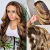 Picture of Honey Blonde Lace Front Wig Human Hair 13x4 HD Transparent Glueless Body Wave Lace Front Wigs Human Hair hair Pre Plucked with Baby Hair 180% Density Honey Blonde Lace Frontal Wig Human Hair 28 Inch