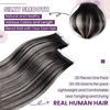 Picture of LaaVoo Ombre Hair Extensions Tape in Real Human Hair Tape in Extensions Ombre Balayage Natural Black to Silver Grey Seamless Tape in Hair Extensions Human Hair Skin Weft 20 Inch 20pcs/50g
