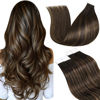 Picture of LaaVoo Tape in Hair Extensions 24 Inch Hair Extensions Real Human Hair Tape in Balayage Ombre Dark Brown to Light Brown Human Hair Tape in Extensions Double Sided 20pcs 50g