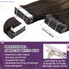 Picture of LaaVoo Tape in Hair Extensions 24 Inch Hair Extensions Real Human Hair Tape in Balayage Ombre Dark Brown to Light Brown Human Hair Tape in Extensions Double Sided 20pcs 50g