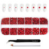 Picture of Beadsland Rhinestones for Makeup,8 Sizes 2500pcs Red Flatback Rhinestones Eye Gems for Nails Crafts with Tweezers and Wax Pencil,Siam,SS4-SS30