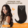 Picture of DOORES Invisible Edge Clip in Hair Extensions, Dark Brown 150g 7pcs 22 Inch, Clip in Human Hair Extensions, Virgin Hair Extensions for Women, Clip in Silky Straight Extensions