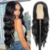 Picture of NAYOO Long Black Wavy Wig for Women 26 Inch Middle Part Curly Wavy Wig Natural Looking Synthetic Heat Resistant Fiber Wig for Daily Party Use (Natural Black)