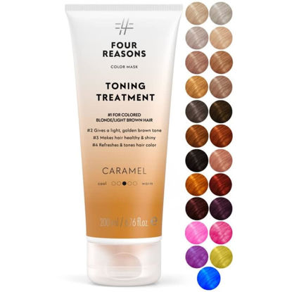Picture of FOUR REASONS Color Mask - Caramel - (27 Colors) Toning Treatment, Color Depositing Conditioner, Tone & Enhance Color-Treated Hair - Semi Permanent Hair Dye, Vegan and Cruelty-Free, 6.76 fl oz