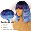 Picture of LANCAINI Colourful Short Bob Wigs with Bangs for Women Loose Wavy Wig Curly Wavy Shoulder Length Bob Synthetic Cosplay Wig for Girl Colorful Costume Wigs (Colourful-1)