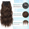 Picture of KooKaStyle Hair Extensions Long Wavy 4PCS Thick clip in hair extensions Hairpieces Chocolate Brown Fiber Double Weft Natural Synthetic Hair Extensions 20 Inch for Women