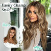 Picture of KooKaStyle Hair Extensions Medium Brown mix Caramel Blonde Clip in Synthetic Highlight Hair Extensions Long Wavy 4PCS Thick Hairpieces 20 Inch for Women