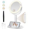 Picture of MOMOKUBA Makeup Mirror with Lights, Double Sided 1x/20x Magnifying Mirror with Light, Rechargeable 3 Color Lights and Adjustable Brightness, 360° Rotation Detachable Comes with Tweezer(White)