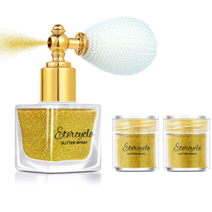 Picture of Etercycle Gold Body Glitter Spray, Etercycle Shimmering Spray Powder Sparkle Powder, Cosmetic Shimmer Makeup Glitter for Hair and Body Face Clothes Nail Art Craft Design Easter Crafts