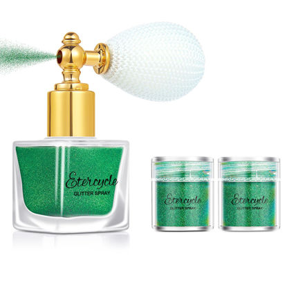 Picture of Body Glitter Spray, Etercycle Shimmering Spray Powder Sparkle Powder, Cosmetic Shimmer Makeup Glitter for Hair and Body Face Clothes Nail Art Craft Design (Green)