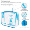 Picture of Lermende 2pcs/pack Clear Travel Toiletry Bag, Clear Makeup Bag for Women & TSA Approved Toiletry Bag Travel Carry On Airport Airline Quart Sized Clear Cosmetic Bag - Blue