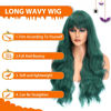 Picture of Dark Green Wig with Bangs Long Curly Wave Wig for Women Heat Resistant Synthetic Wig Colored Wigs for Daily Cosplay Party Use 26 Inch