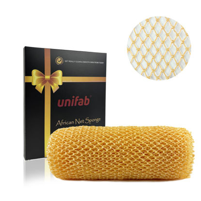 Picture of Unifab African Net Sponge Real African Exfoliating Net Bath Sponge Wash Cloth Exfoliating Washcloth African Net Cloth Body Scrubber for Shower Yellow